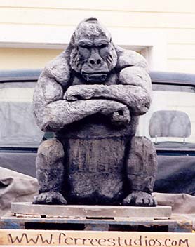 Lifesize Gorilla Sculpture carved by Wayne Ferree