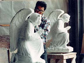 Hand carved marble angles
